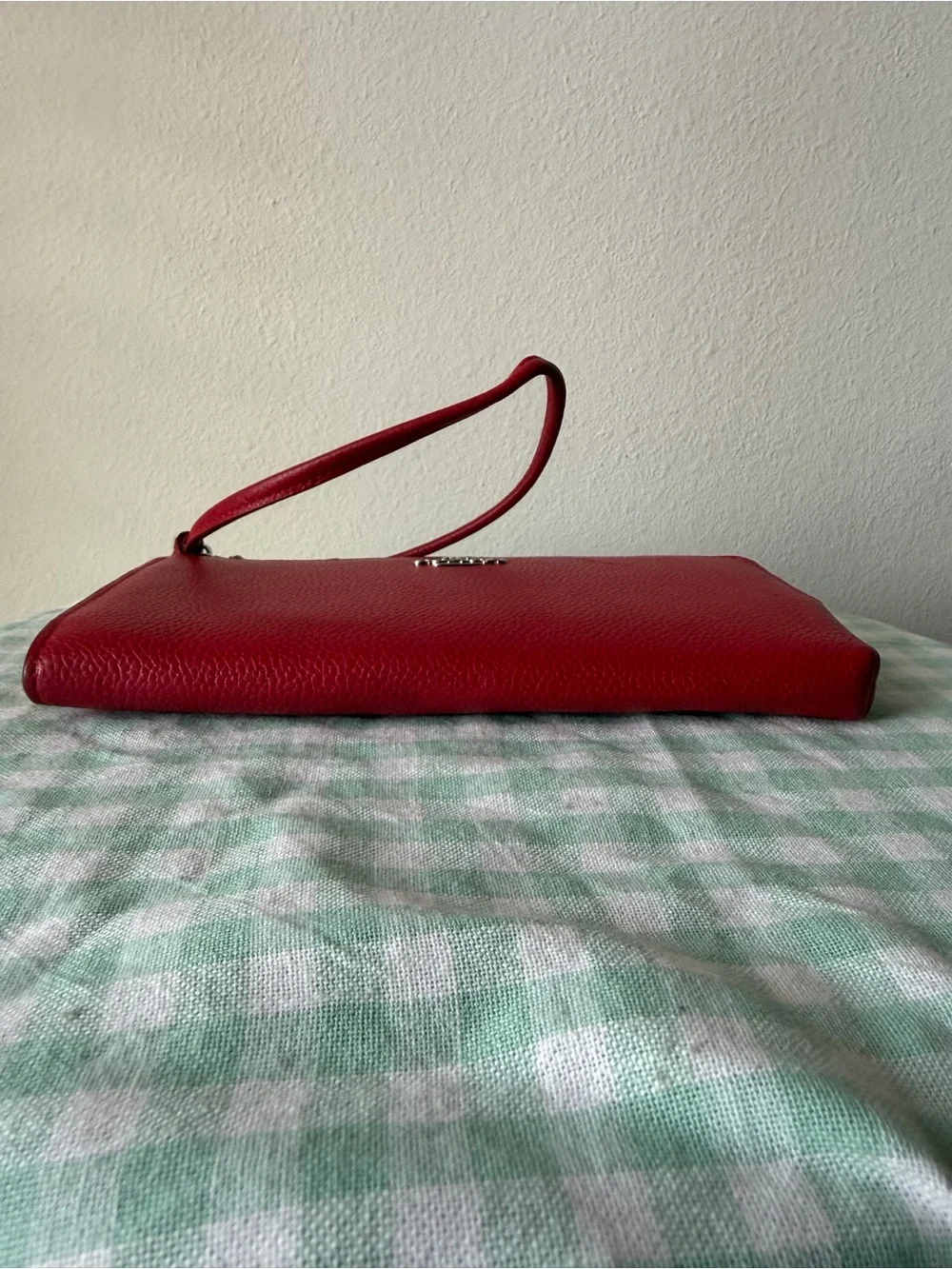 Coach Red Leather Corner Zip Wristlet